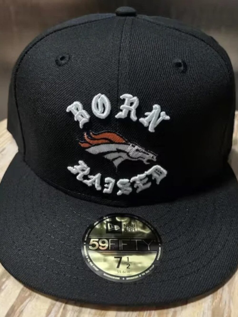 Born X Raised × NFL NEW ERA + BRONCOS FITTED ROCKER HAT: BLACK